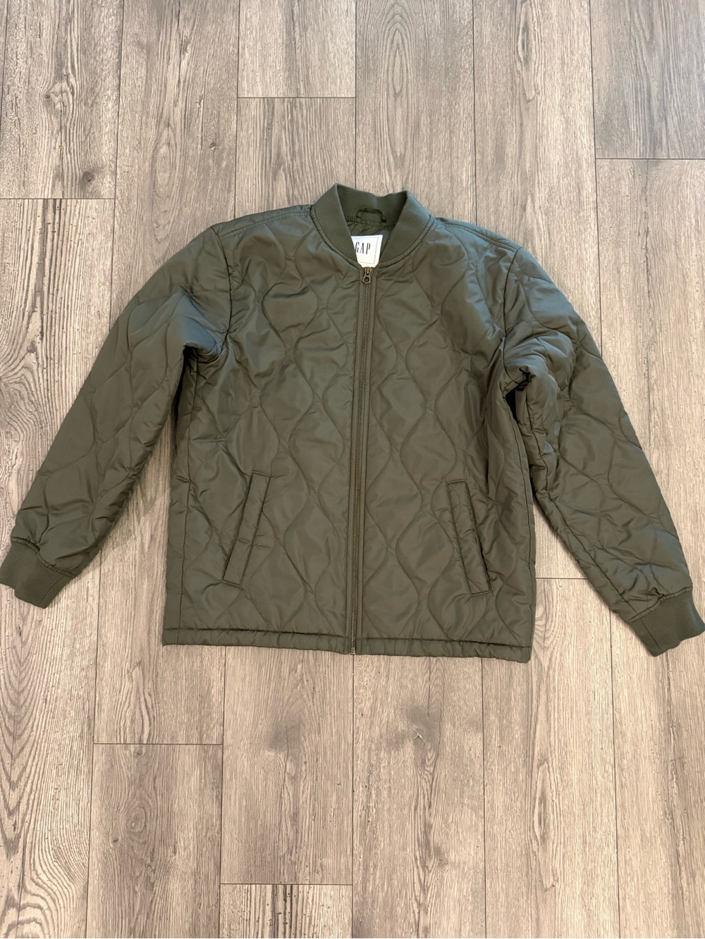 Gap Quilted Full Zip Olive Green Men’s Size Small Bomber Coat Jacket
